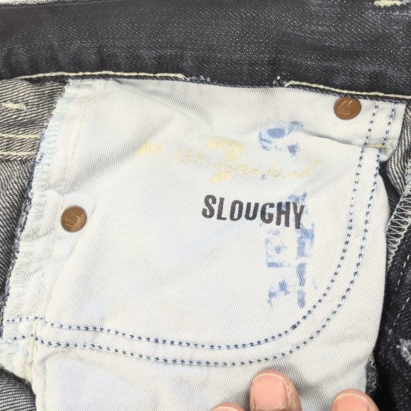 7 For All Mankind Slouchy Button Fly Blue Jeans - Picture 6 of 8